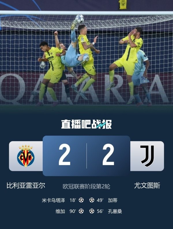 自2013/14赛季以来,尤文再次在欧冠前两轮收获两连平